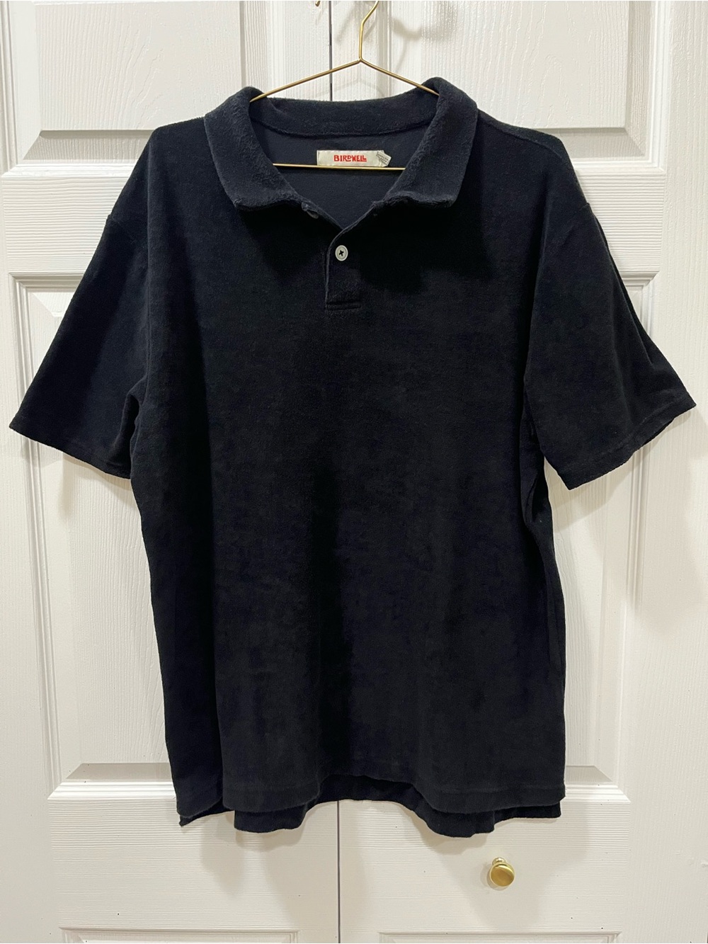 Birdwell Beach Britches Black Terry Cloth Toweling Polo Shirt, size 2XL